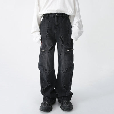 Ripped Baggy Denim [black]